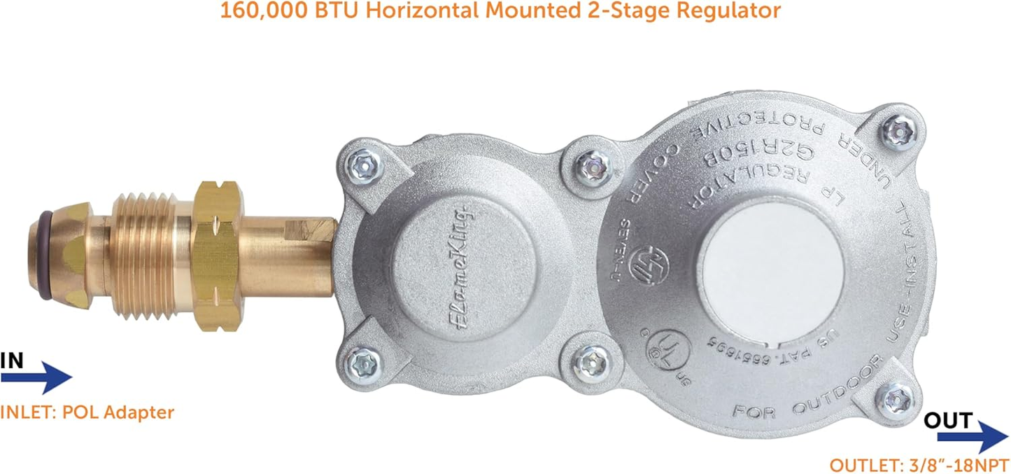 Flame King 160,000 BTU 2-Stage Horizontal RV Regulator